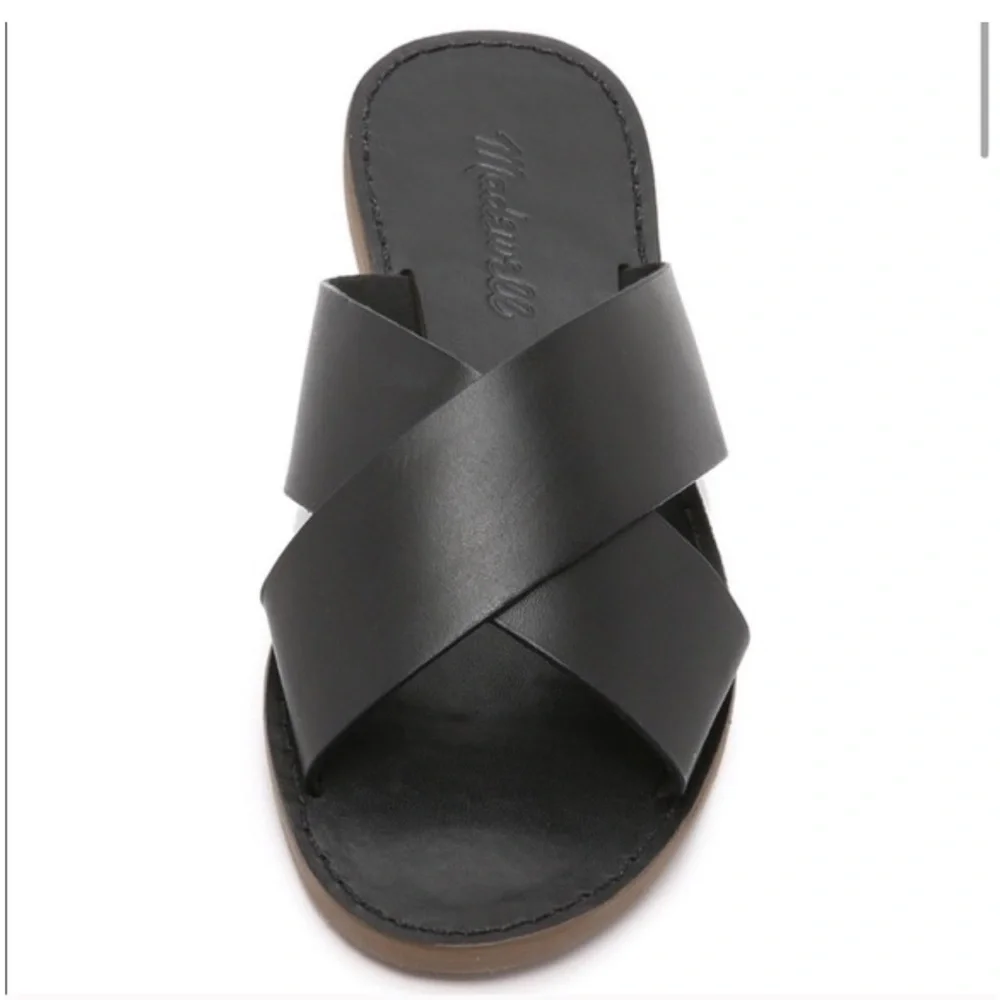 Madewell Black Leather Criss-Cross Sandals, Size 7 - Picture 2 of 10